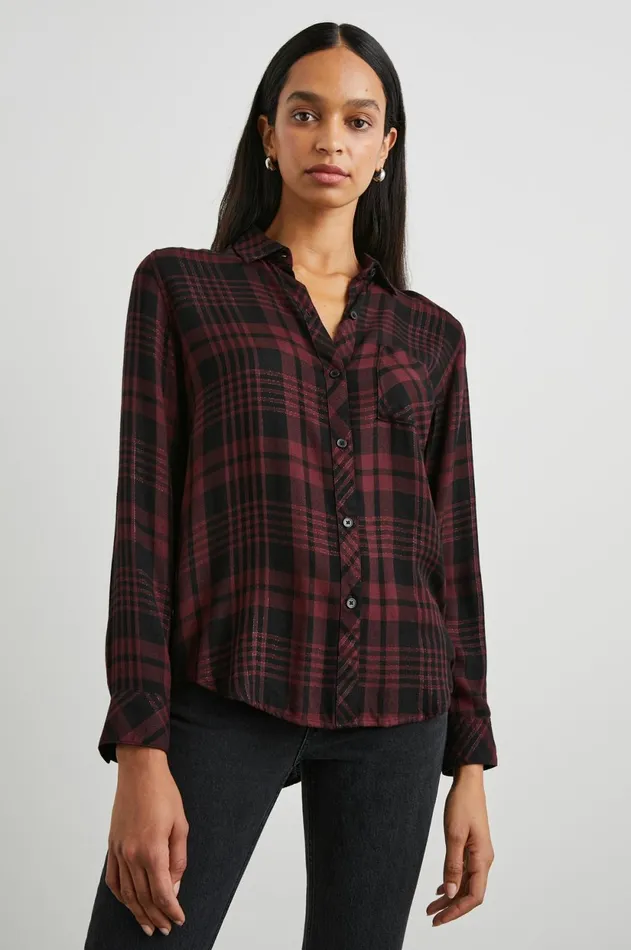 Tops Women Rails Hunter Shirt Black Merlot Lurex