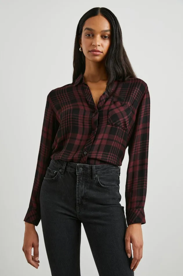 Tops Women Rails Hunter Shirt Black Merlot Lurex