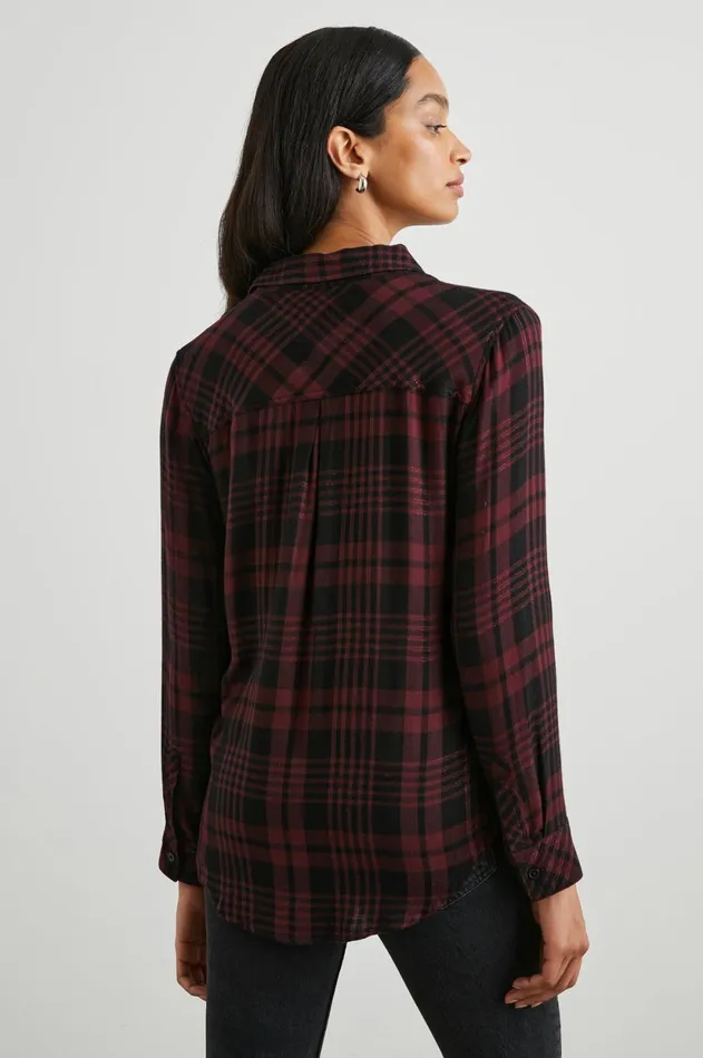 Tops Women Rails Hunter Shirt Black Merlot Lurex