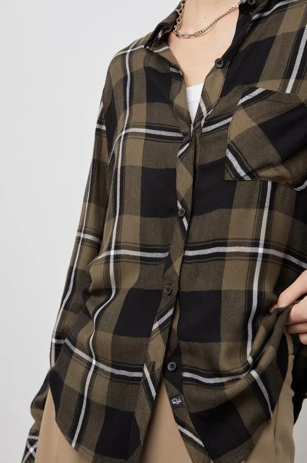 Tops Women Rails Hunter Shirt Black Olive Ivory