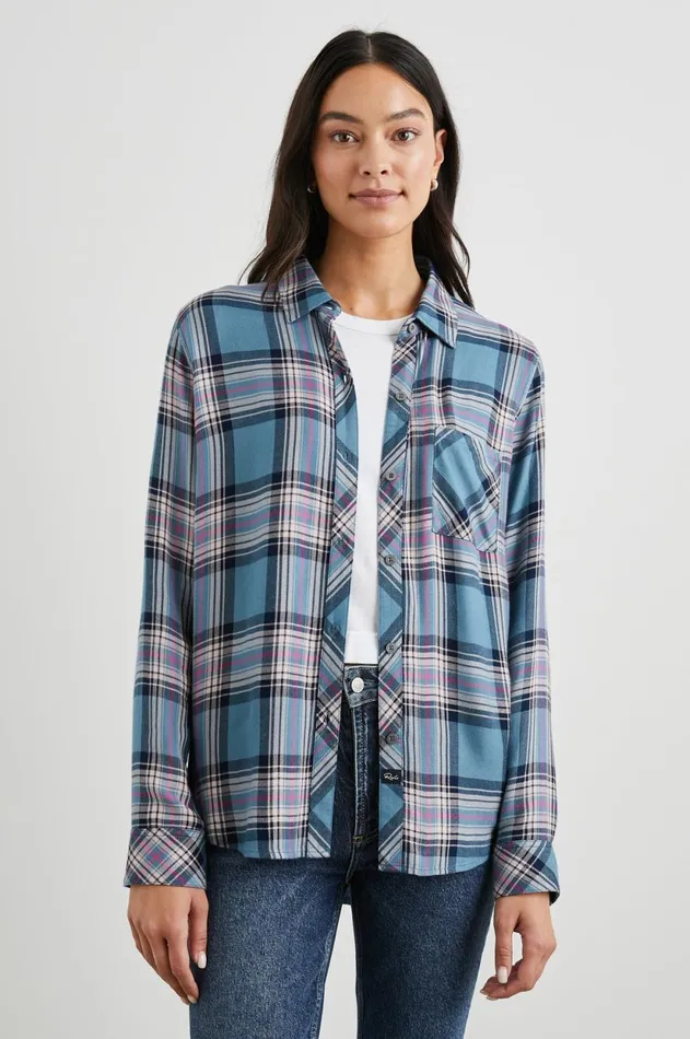Tops Women Rails Hunter Shirt Blue Jasper Blush