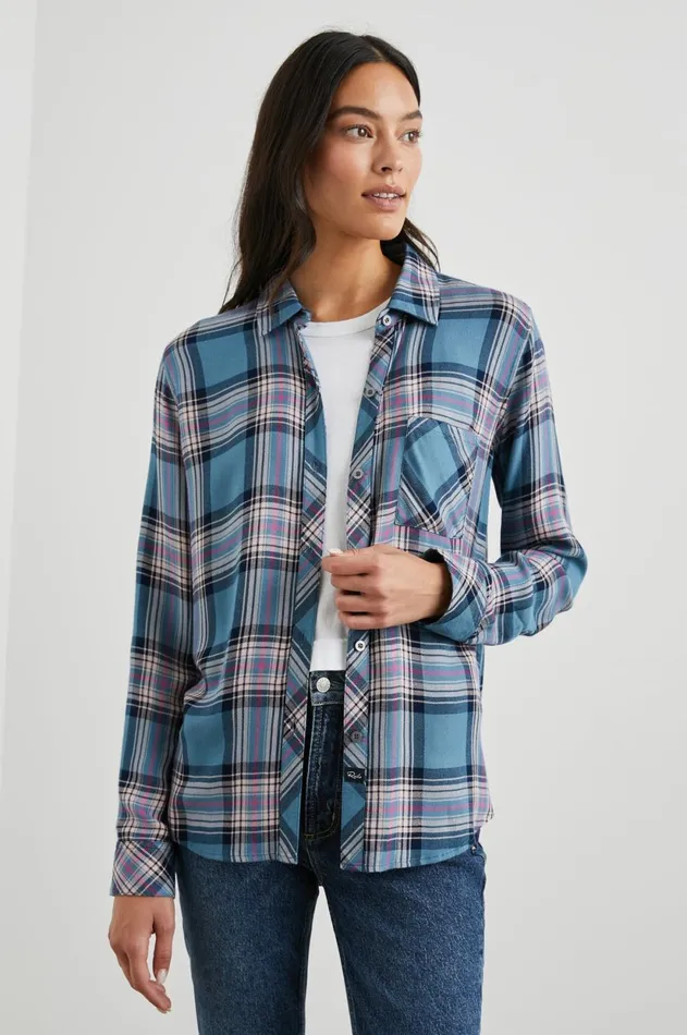 Tops Women Rails Hunter Shirt Blue Jasper Blush