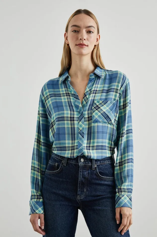 Tops Women Rails Hunter Shirt Bluebell Citron