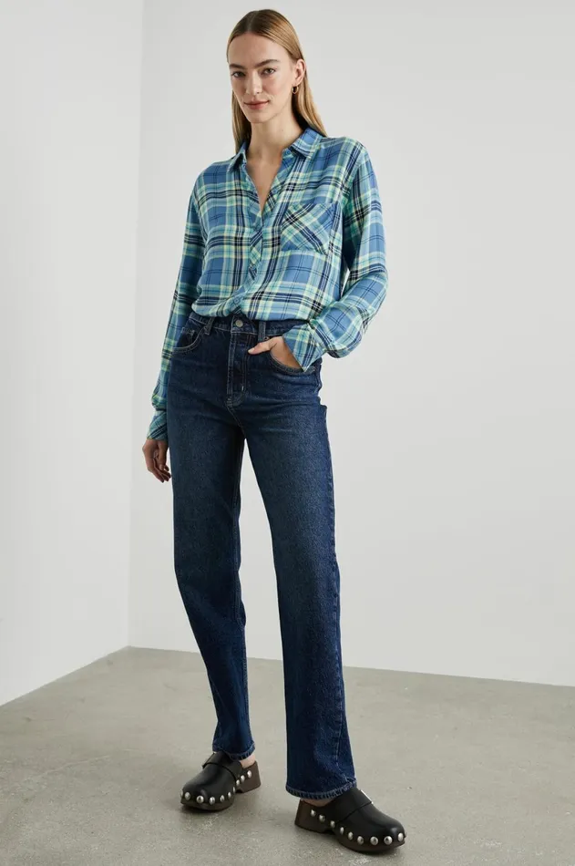 Tops Women Rails Hunter Shirt Bluebell Citron