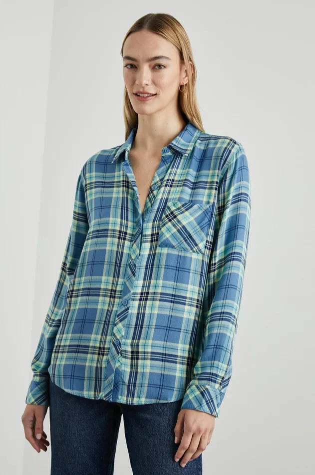 Tops Women Rails Hunter Shirt Bluebell Citron
