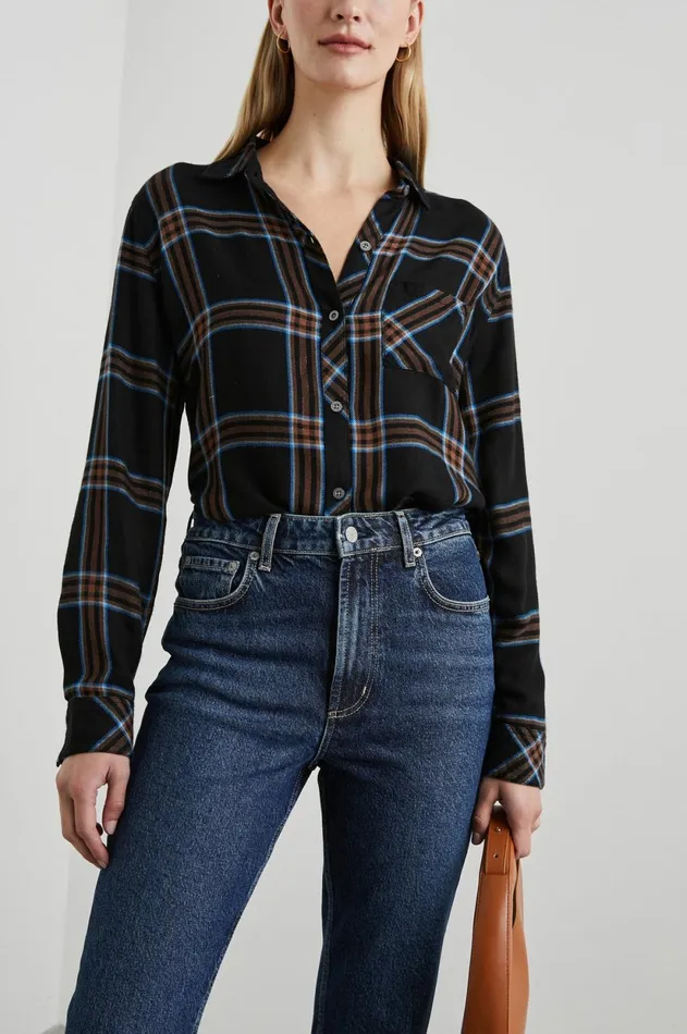 Tops Women Rails Hunter Shirt Cobalt Chestnut