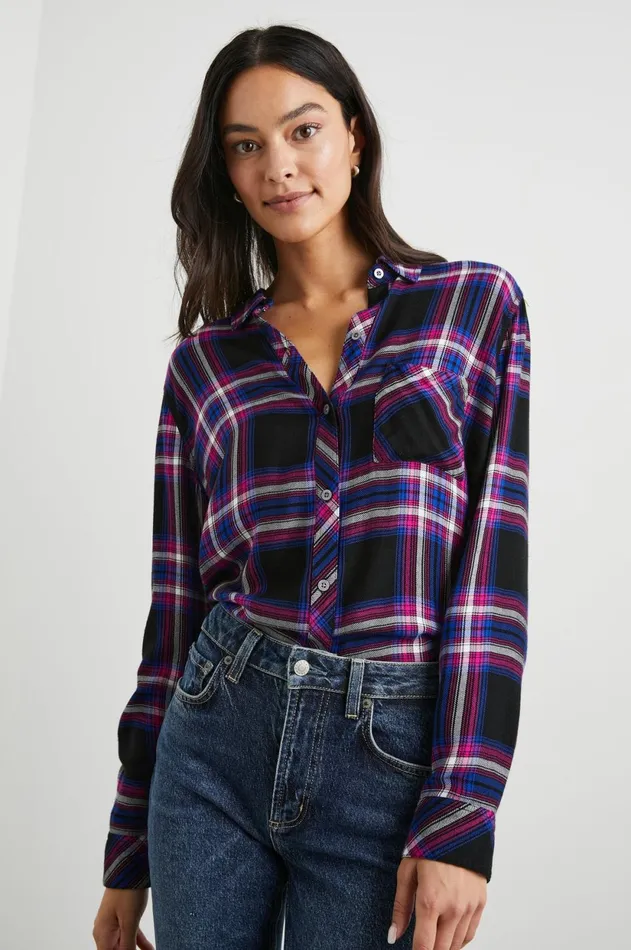 Tops Women Rails Hunter Shirt Electric Blue
