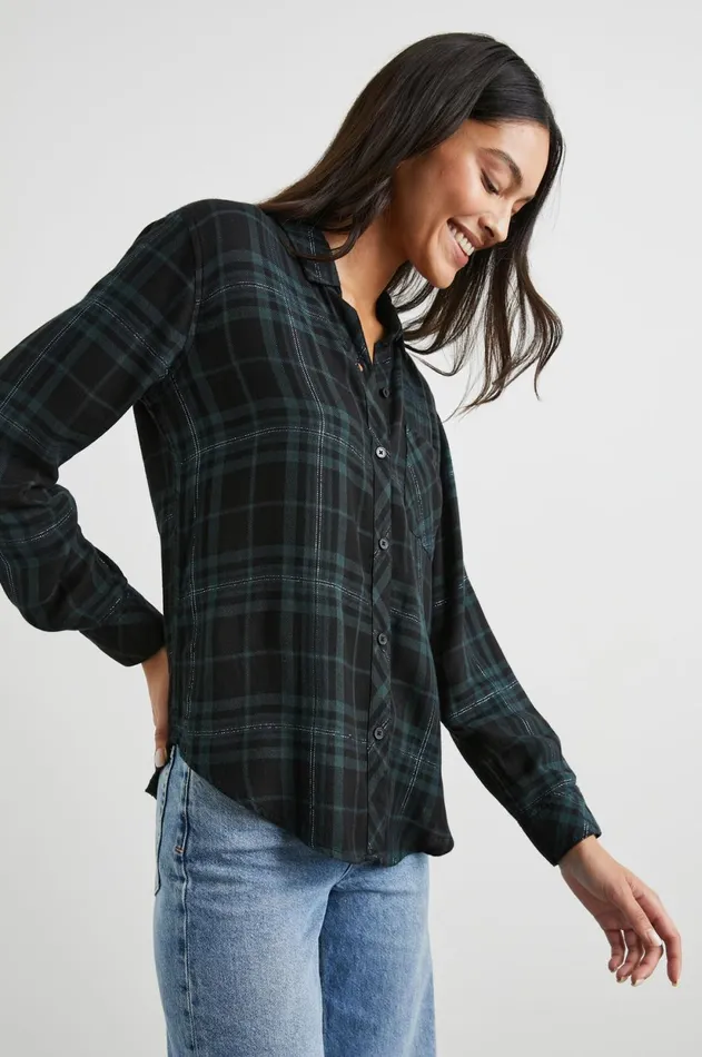 Tops Women Rails Hunter Shirt Forest Slate Tinsel
