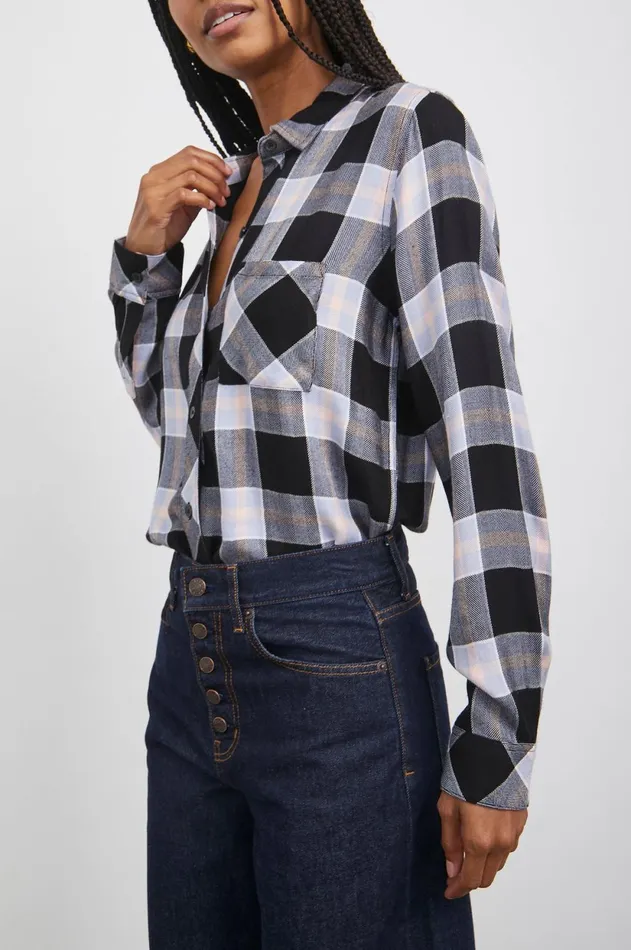 Tops Women Rails Hunter Shirt Onyx Perwinkle Blush