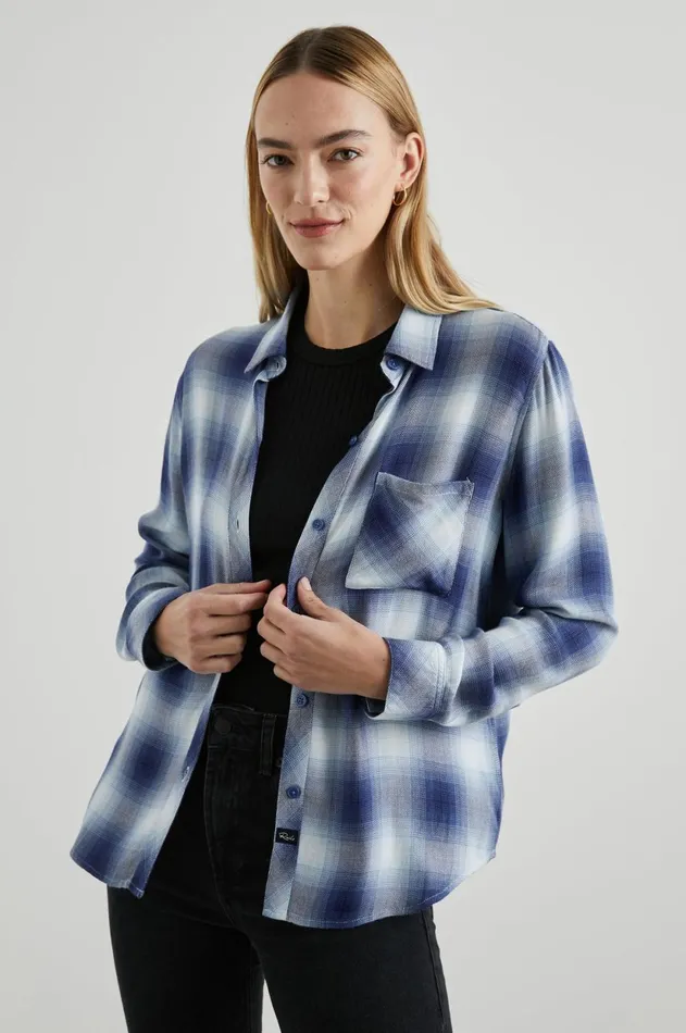 Tops Women Rails Hunter Shirt Pacific Ivory Blue