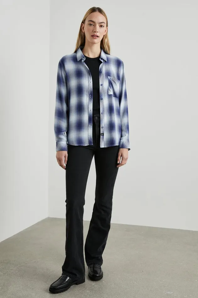 Tops Women Rails Hunter Shirt Pacific Ivory Blue