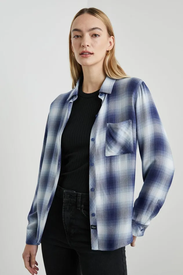 Tops Women Rails Hunter Shirt Pacific Ivory Blue