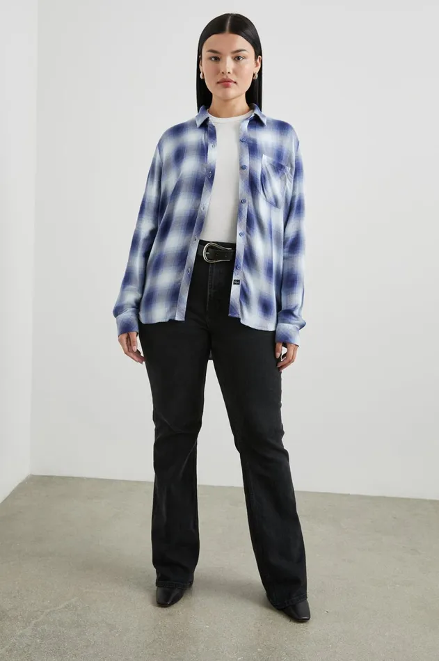 Tops Women Rails Hunter Shirt Pacific Ivory Blue