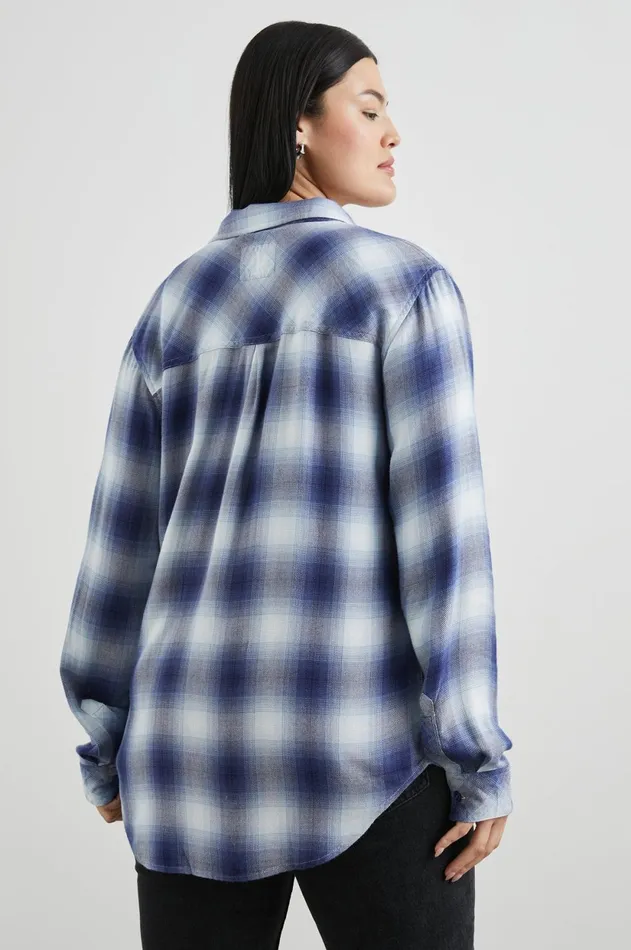 Tops Women Rails Hunter Shirt Pacific Ivory Blue