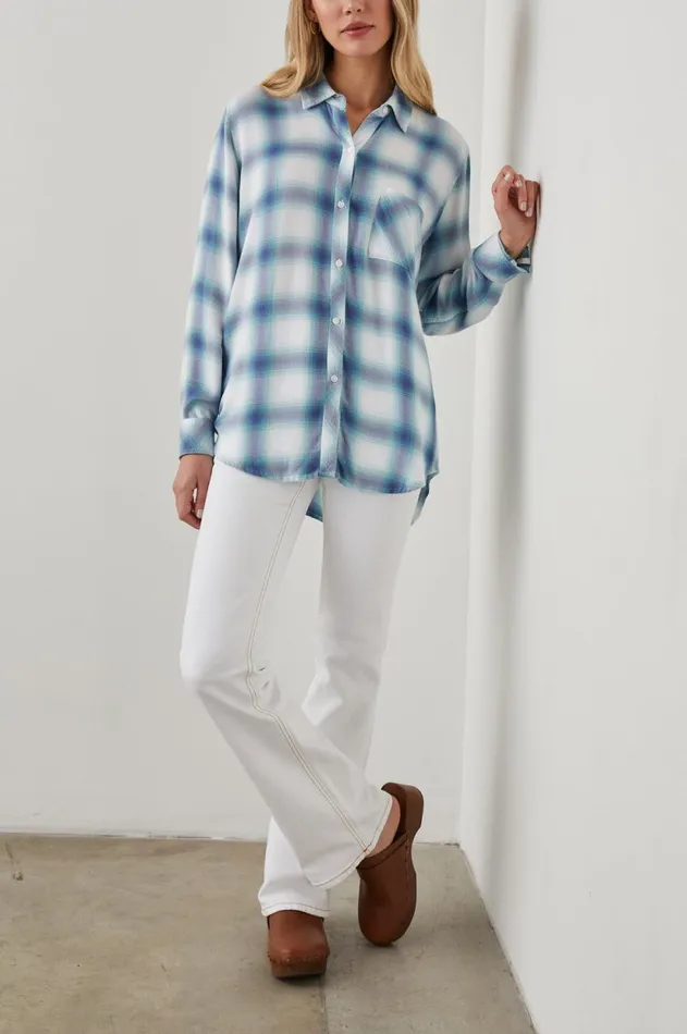 Tops Women Rails Hunter Shirt White Indigo Mist