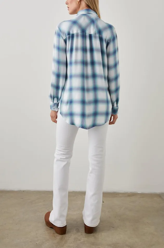 Tops Women Rails Hunter Shirt White Indigo Mist