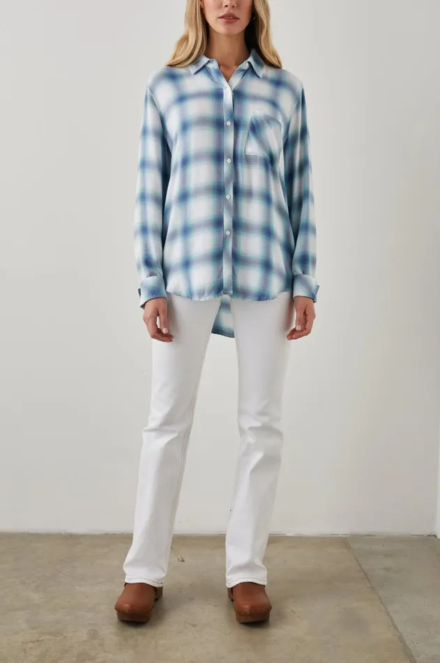 Tops Women Rails Hunter Shirt White Indigo Mist