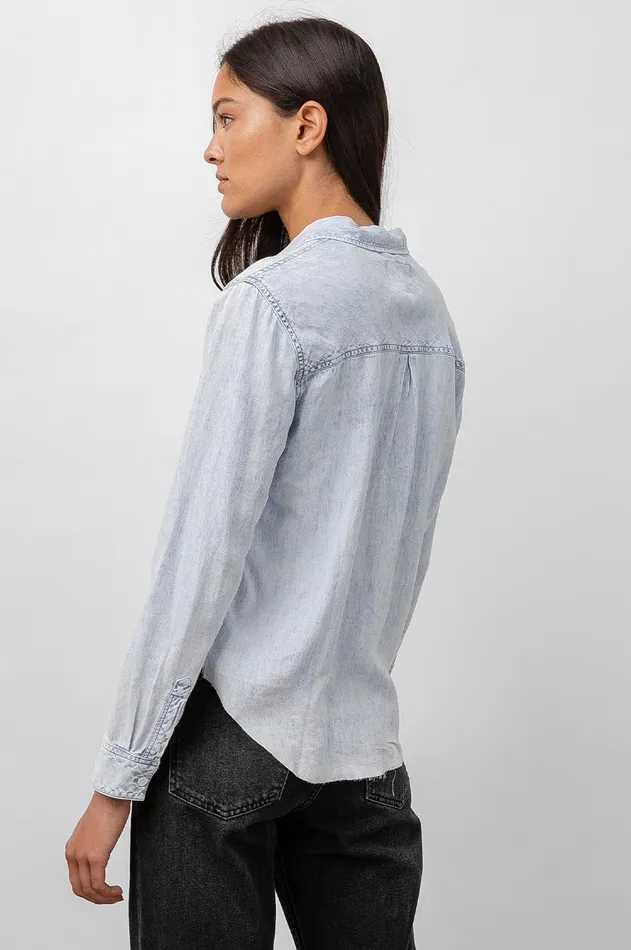 Tops Women Rails Ingrid Raw Hem Shirt Light Acid Wash