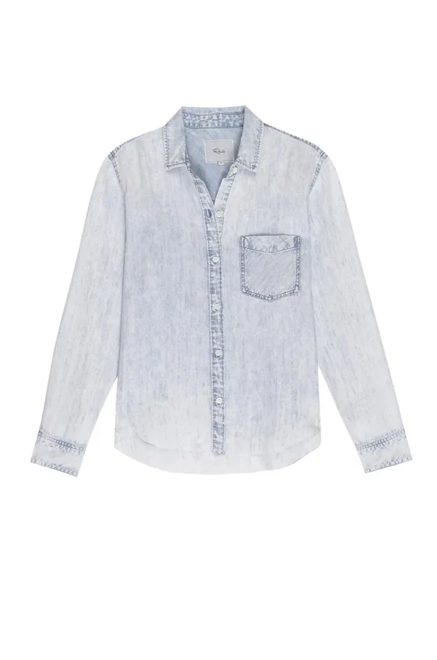 Tops Women Rails Ingrid Raw Hem Shirt Light Acid Wash