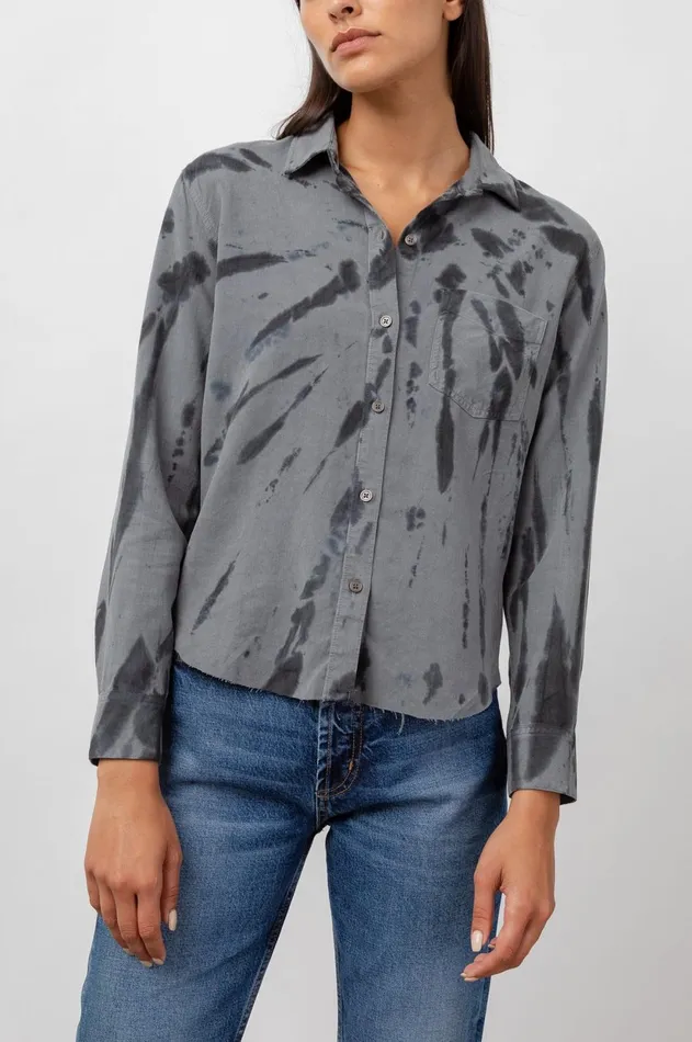 Tops Women Rails Ingrid Raw Hem Shirt Smoke Swirl