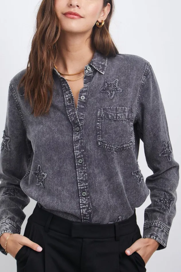 Tops Women Rails Ingrid Shirt Black Acid Stars