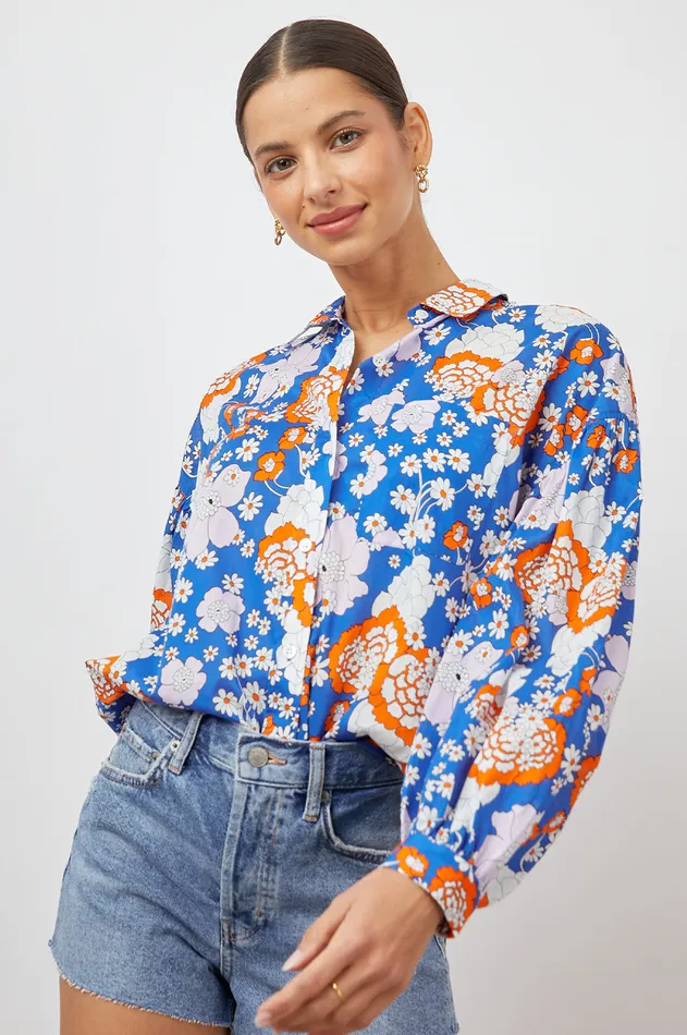 Tops Women Rails Janae Shirt Cobalt Floral