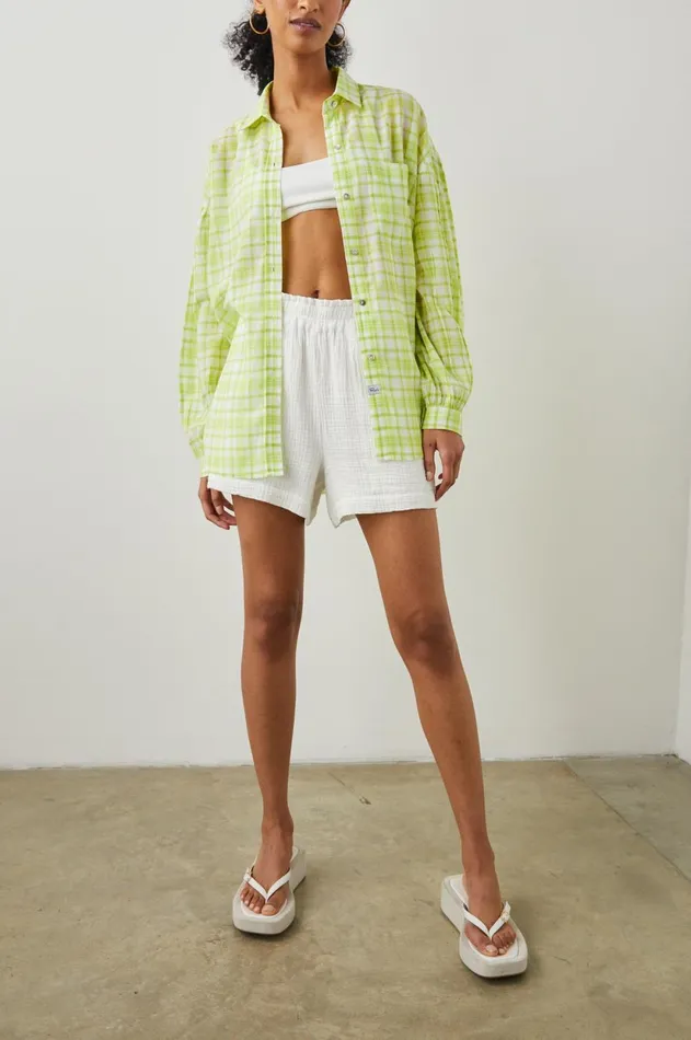 Tops Women Rails Janae Shirt Lime Plaid