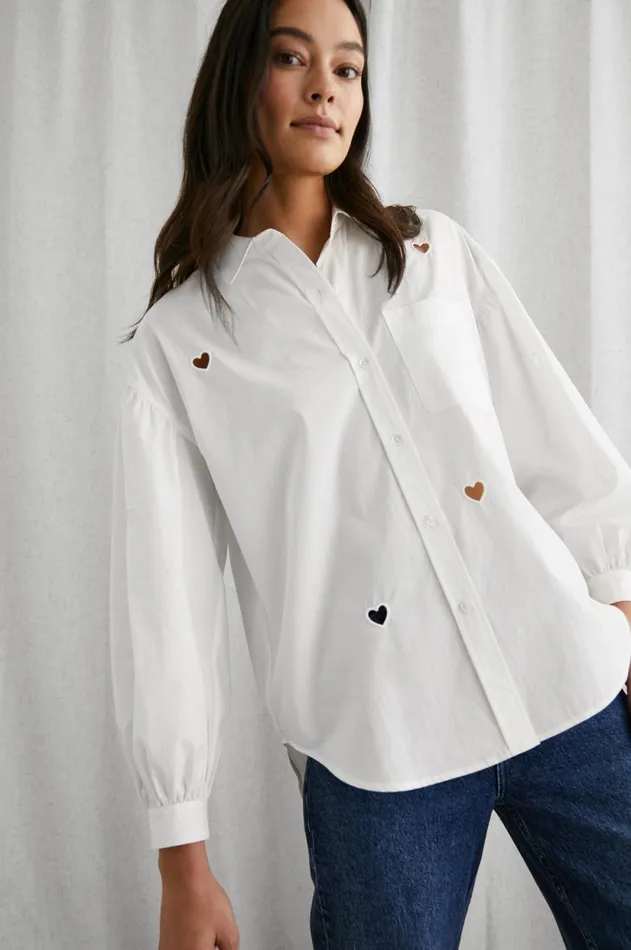 Tops Women Rails Janae Shirt White Eyelet Hearts