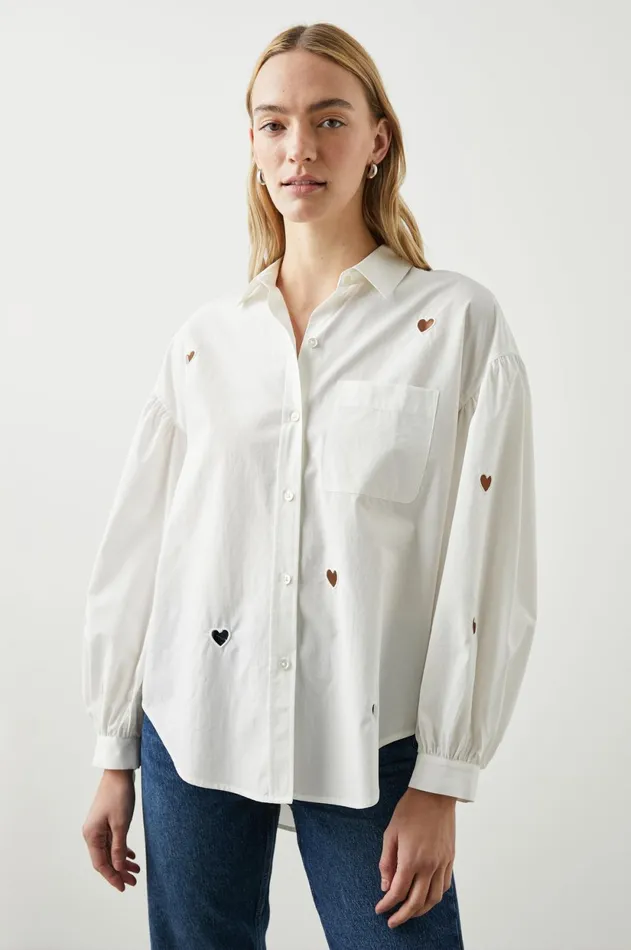Tops Women Rails Janae Shirt White Eyelet Hearts