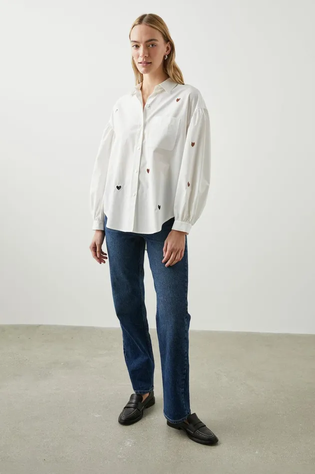 Tops Women Rails Janae Shirt White Eyelet Hearts