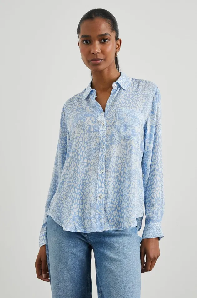Tops Women Rails Josephine Shirt Aqua Mixed Animals