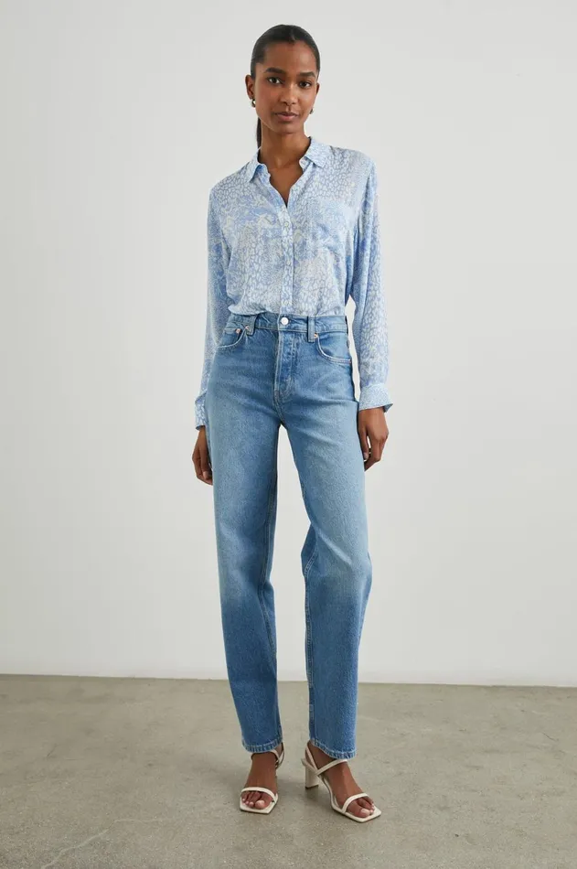 Tops Women Rails Josephine Shirt Aqua Mixed Animals