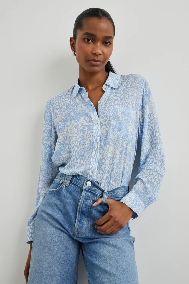 Tops Women Rails Josephine Shirt Aqua Mixed Animals