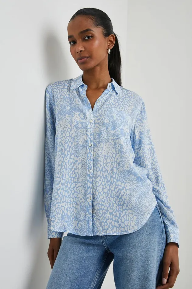 Tops Women Rails Josephine Shirt Aqua Mixed Animals
