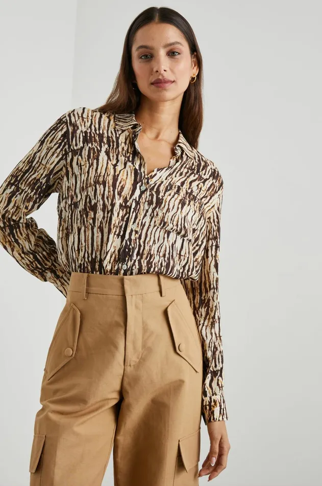 Tops Women Rails Josephine Shirt Neutral Ikat