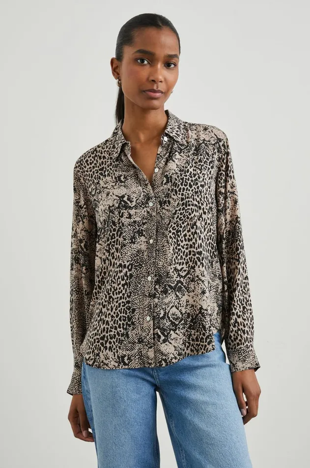 Tops Women Rails Josephine Shirt Taupe Mixed Animal