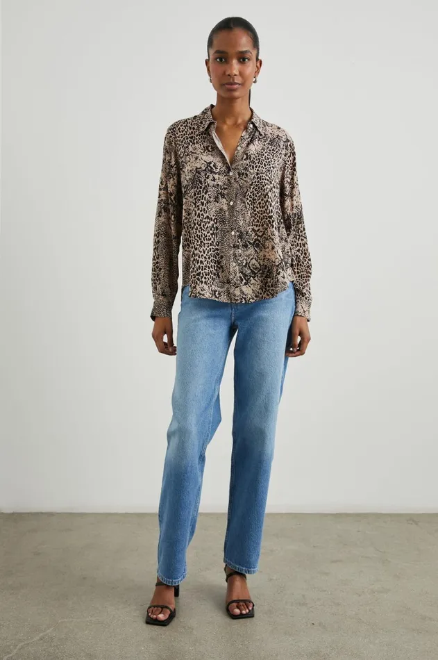 Tops Women Rails Josephine Shirt Taupe Mixed Animal