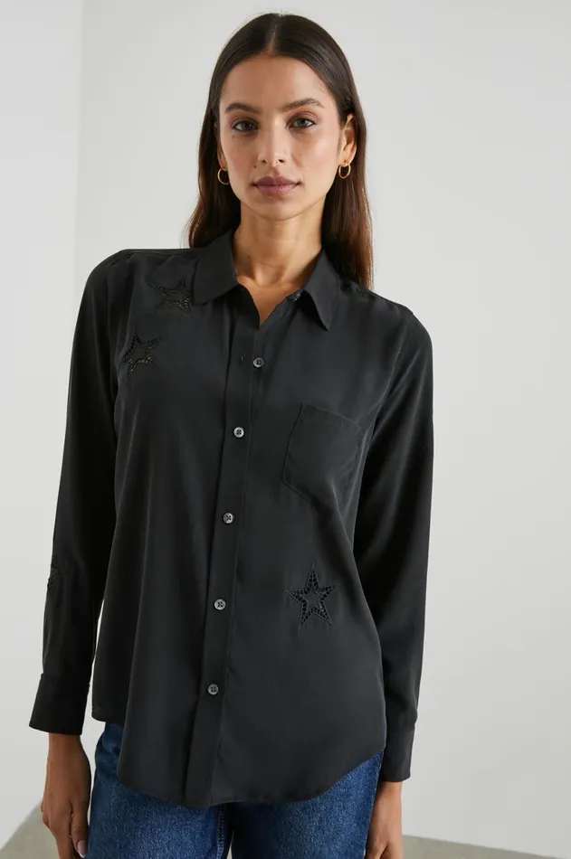 Tops Women Rails Kate Shirt Black Eyelet Stars