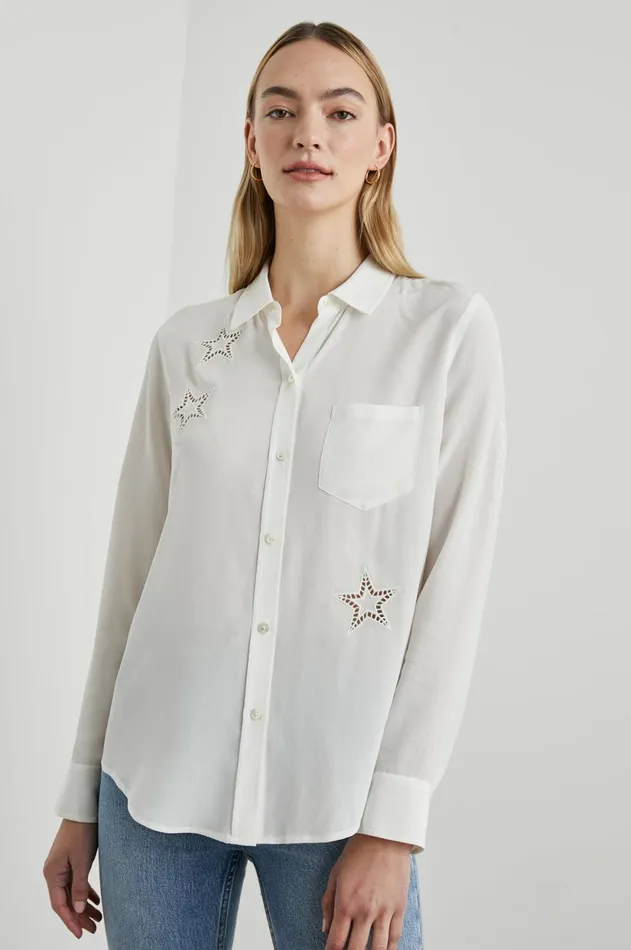 Tops Women Rails Kate Shirt Ivory Eyelet Stars