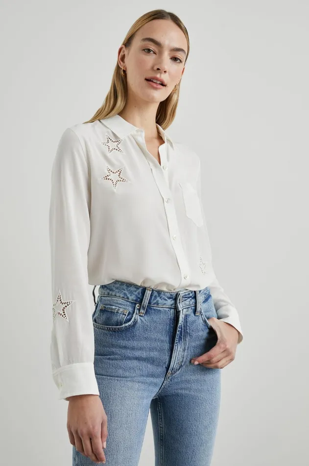 Tops Women Rails Kate Shirt Ivory Eyelet Stars