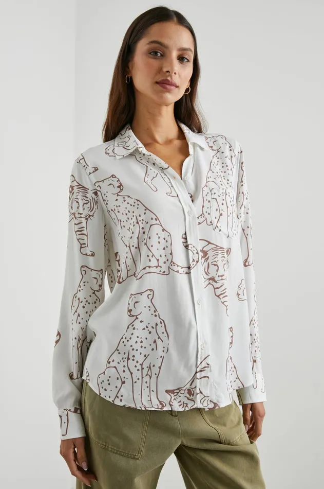 Tops Women Rails Kathryn Shirt Camel Jungle Cats
