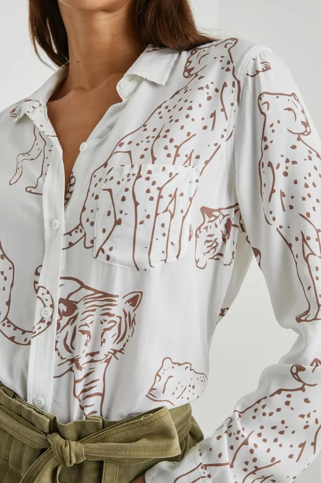Tops Women Rails Kathryn Shirt Camel Jungle Cats