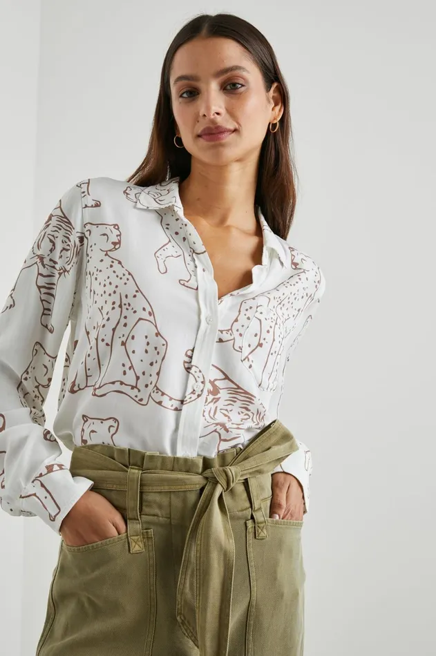 Tops Women Rails Kathryn Shirt Camel Jungle Cats