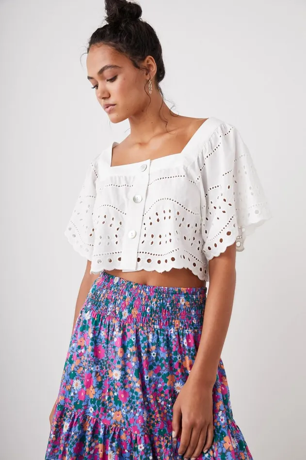 Tops Women Rails Kit Top White Eyelet Embroidery