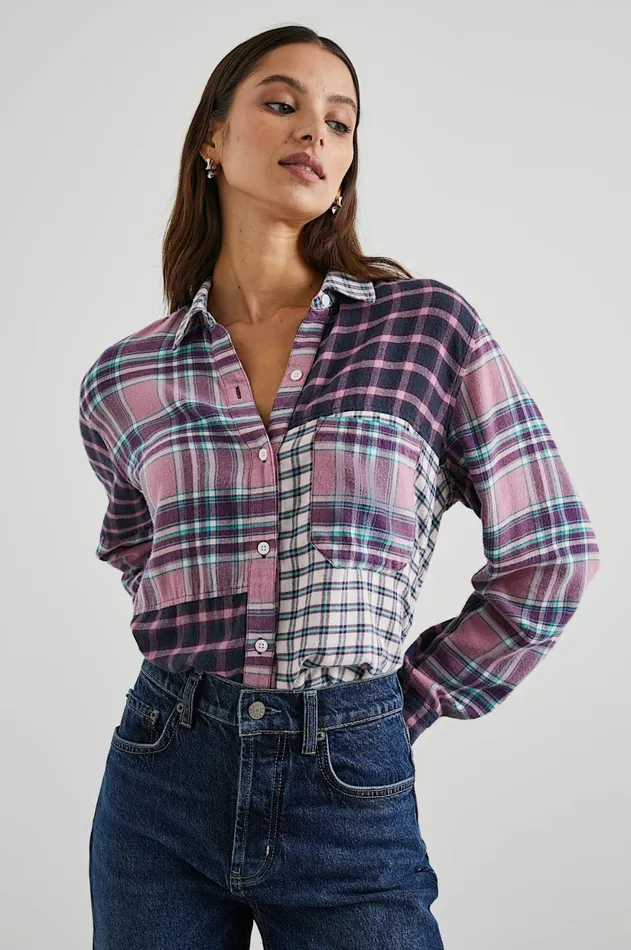 Tops Women Rails Lakin Shirt Rose Agave