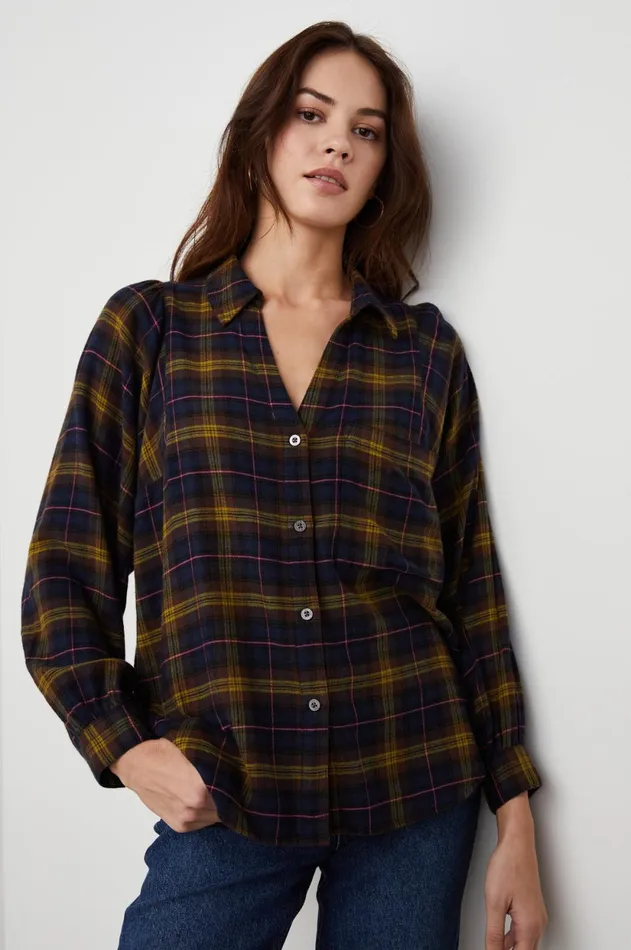 Tops Women Rails Lauren Shirt Navy Hazelnut Pink