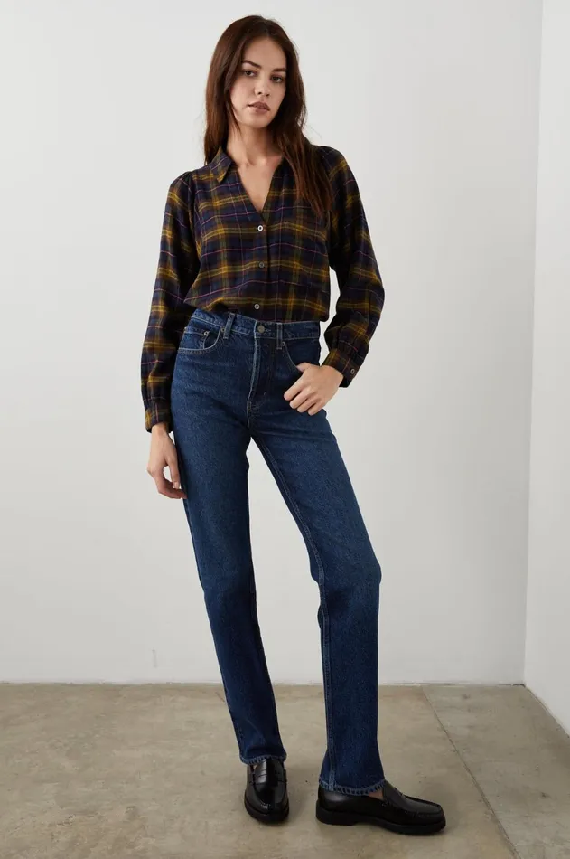 Tops Women Rails Lauren Shirt Navy Hazelnut Pink
