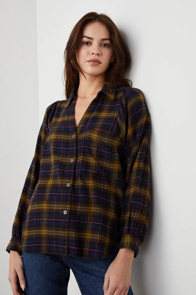 Tops Women Rails Lauren Shirt Navy Hazelnut Pink