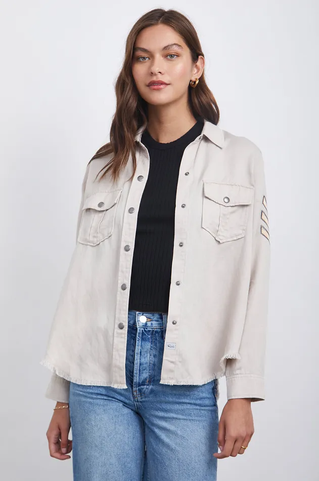Tops Women Rails Loren Shirt Jacket Stone Rosegold Military