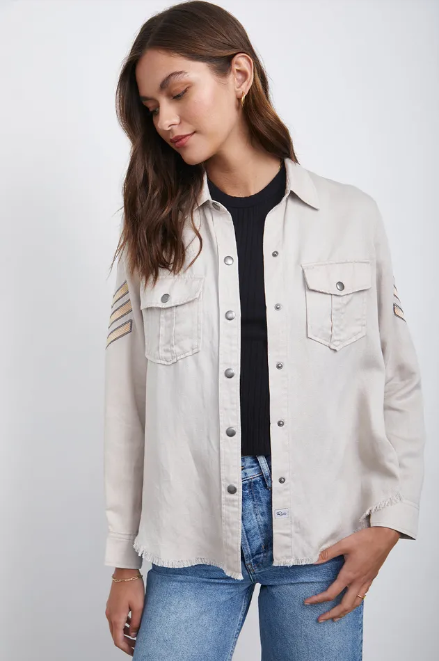 Tops Women Rails Loren Shirt Jacket Stone Rosegold Military